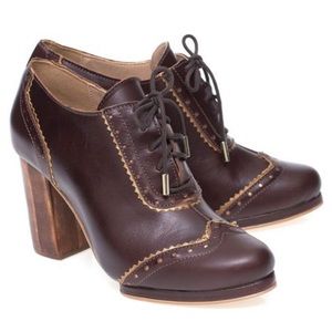 Block Heel Lace Oxford Brazilian Leather